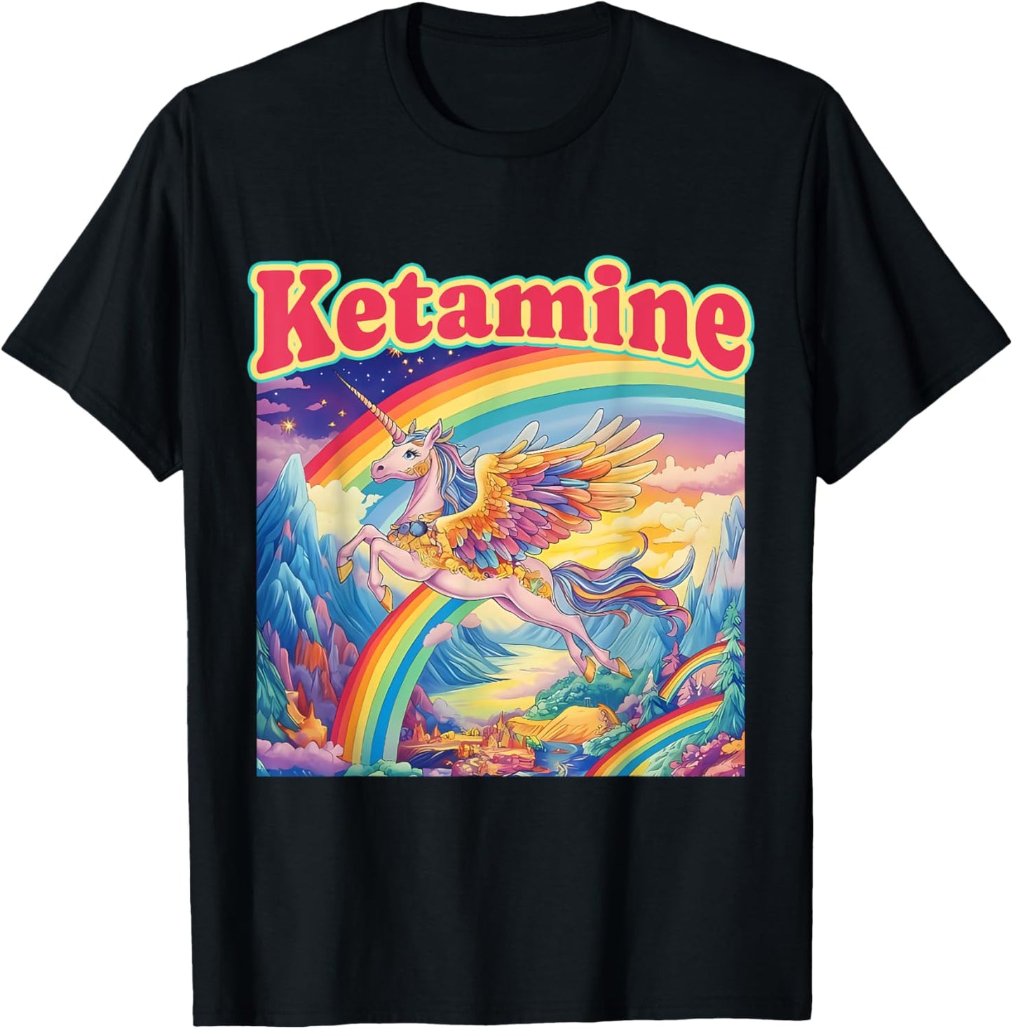 Funny Ketamine Horse Unicorn Emergency Rainbow T-Shirt - T-Shirt | Black