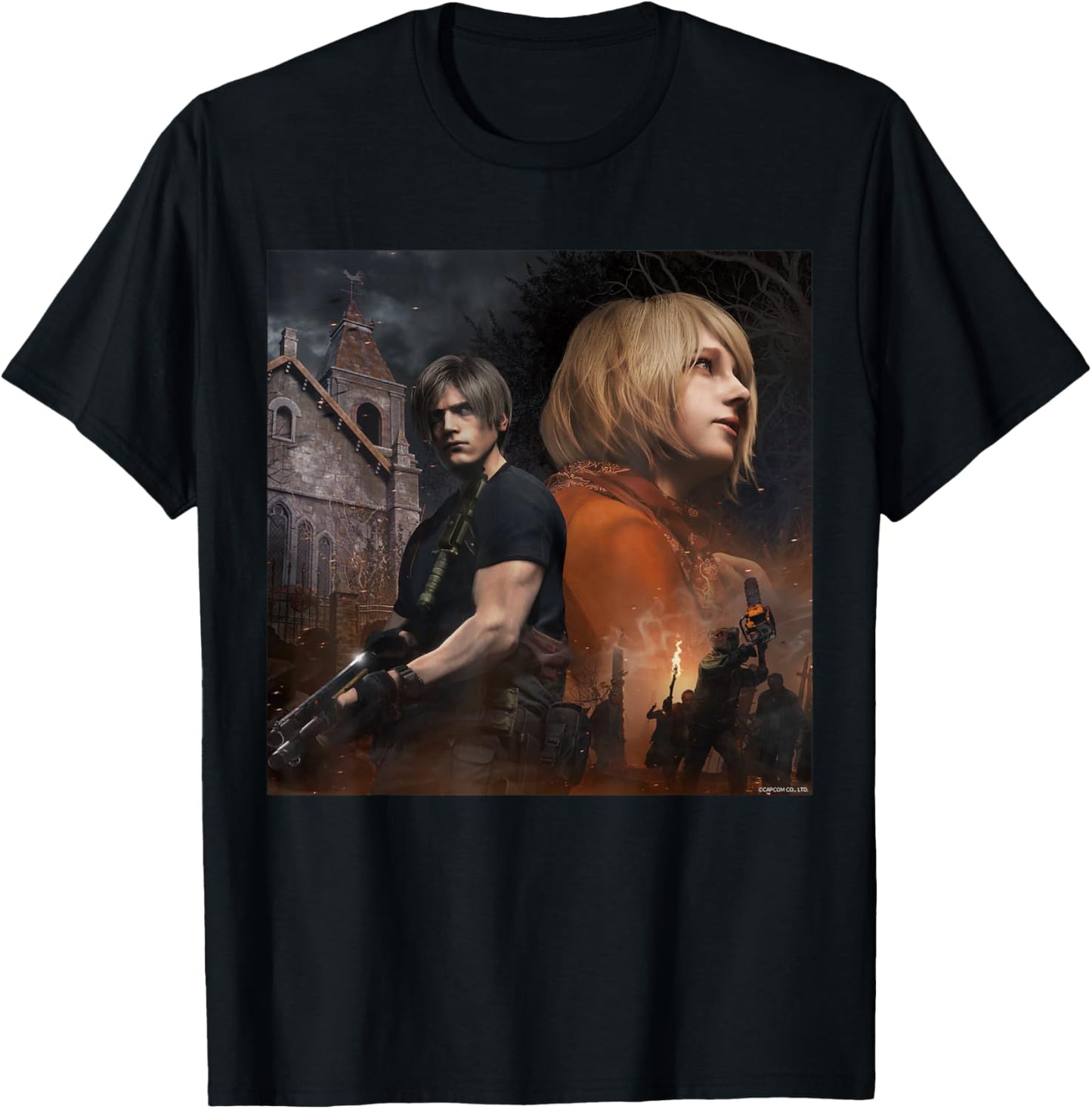 RESIDENT EVIL 4 Leon & Ashley T-Shirt - T-Shirt | Black