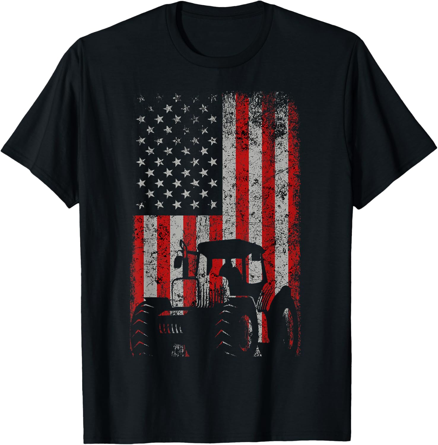 Retro American Flag Tractor Gift Men Women Tractor Farm Small T-Shirt - T-Shirt | Black
