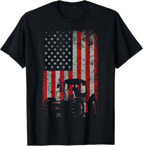 Retro American Flag Tractor Gift Men Women Tractor Farm Small