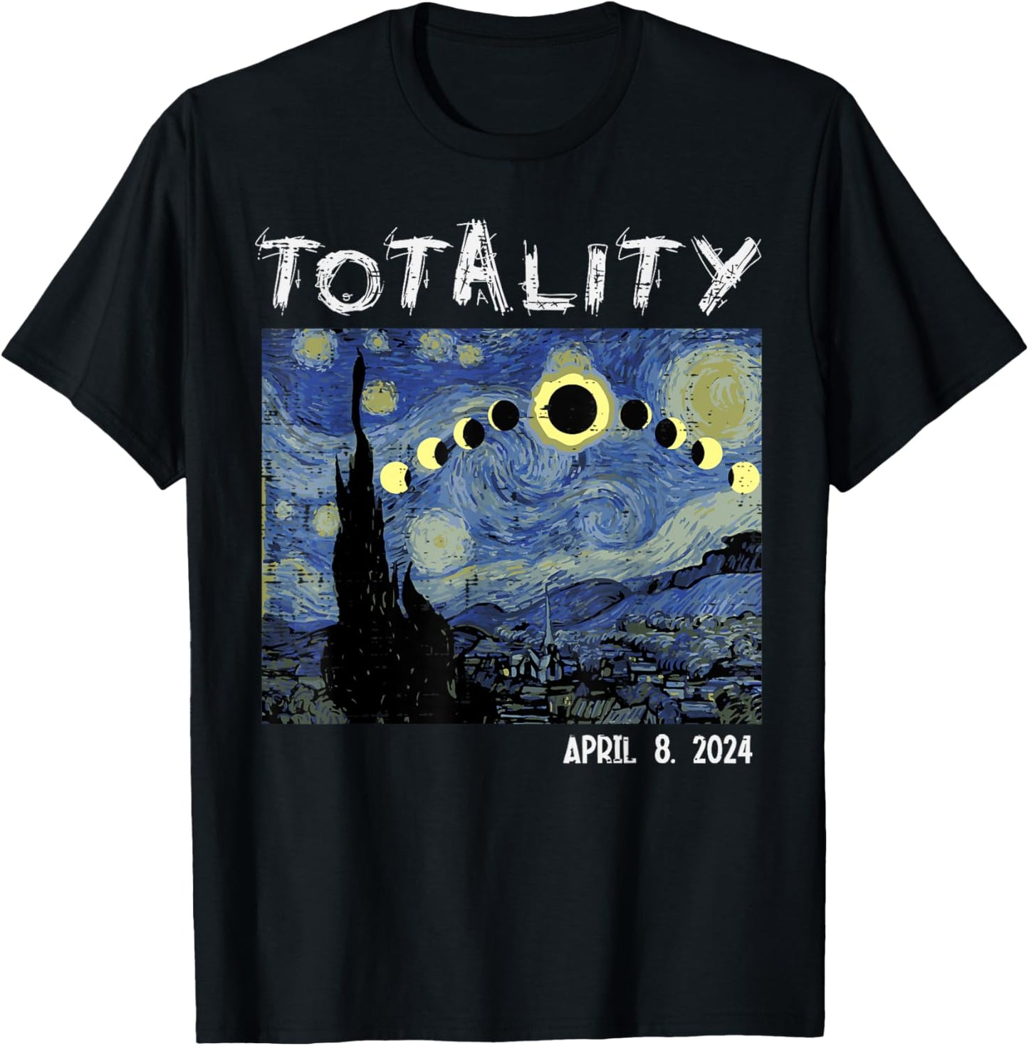 Art Solar Eclipse 2024 Totality April 8 Men Women Kids T-Shirt - T-Shirt | Black