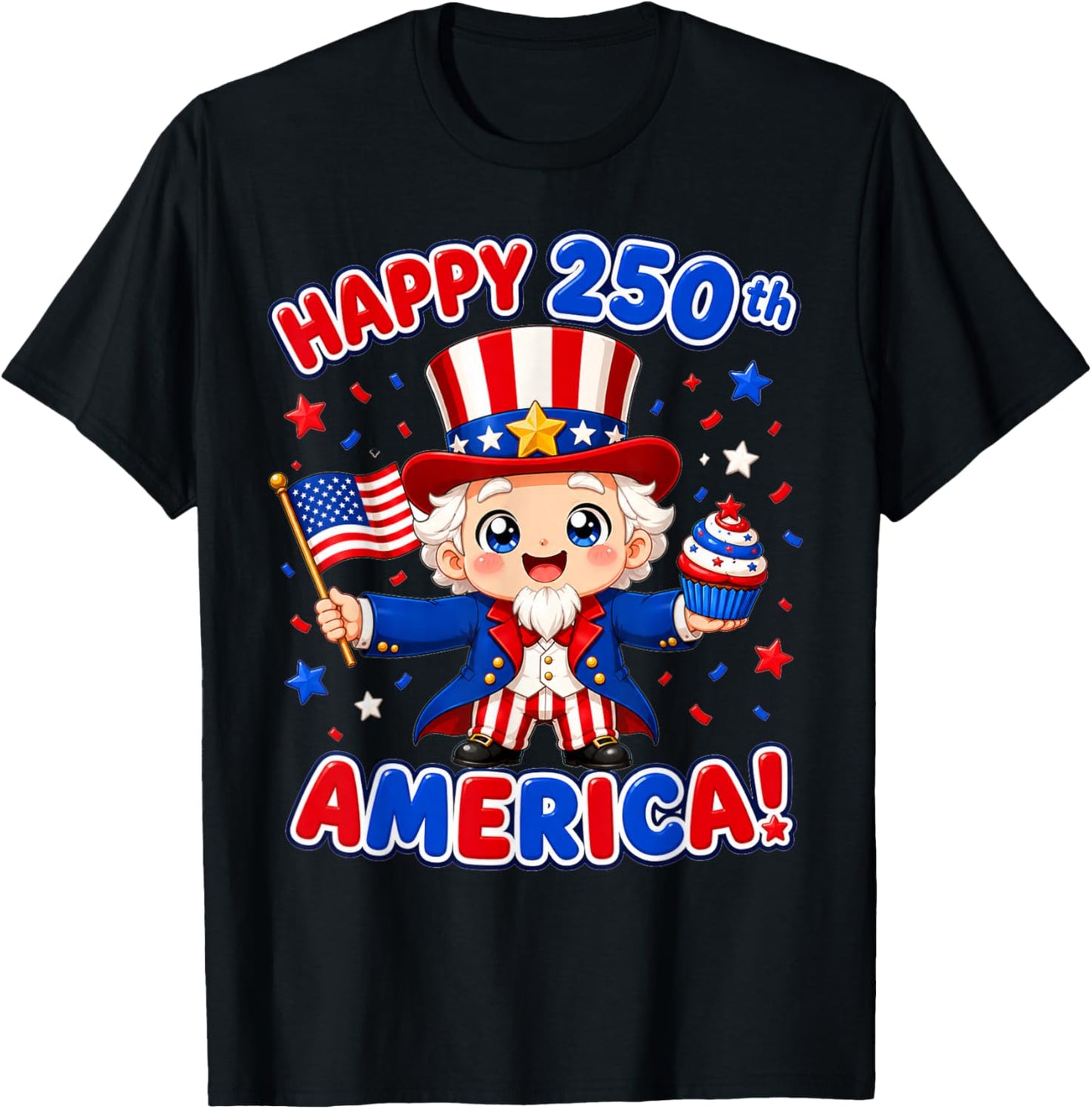 250 Anniversary USA Kids Toddler Girl Boy Kawaii T-Shirt - T-Shirt | Black