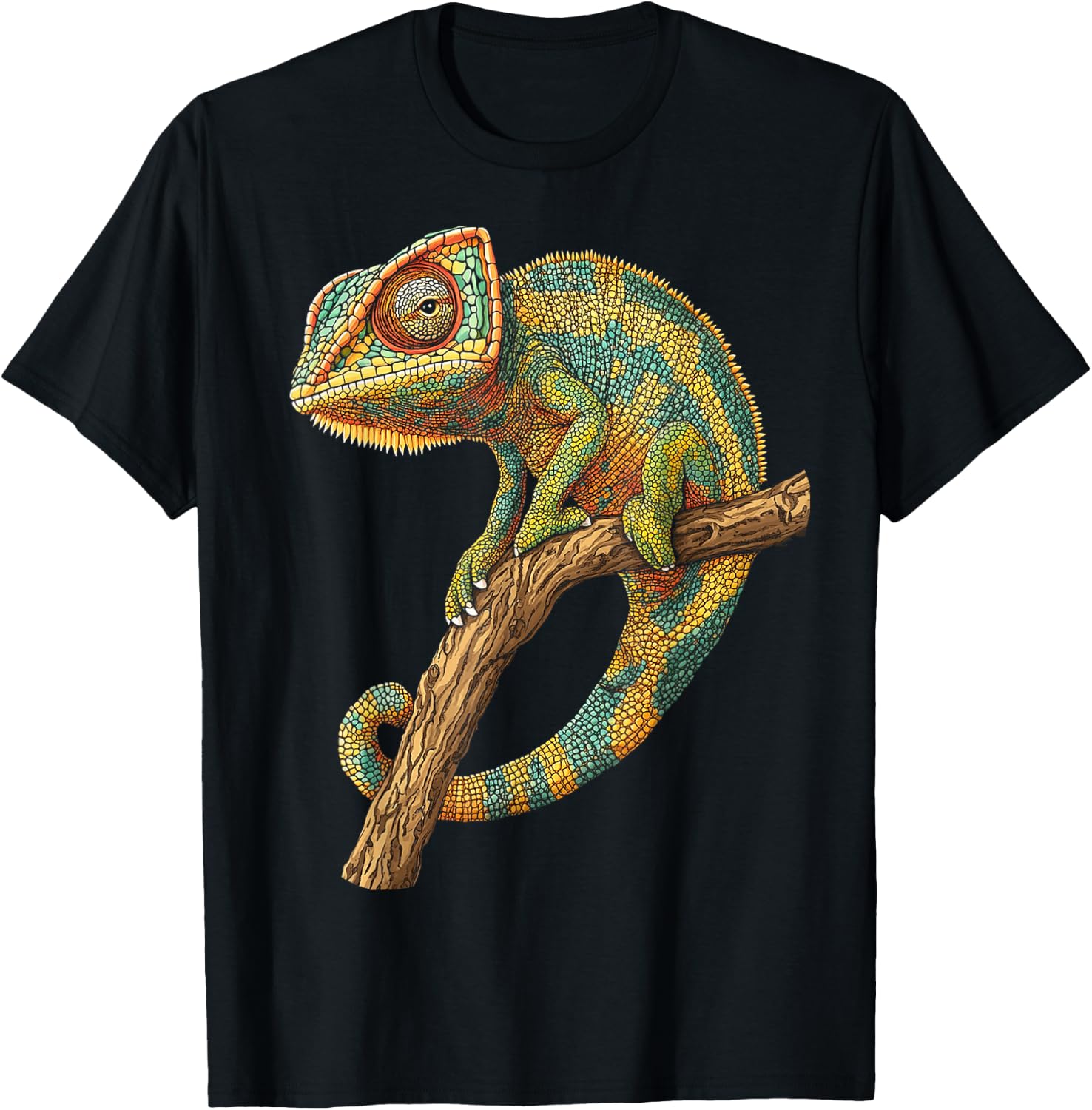 Chameleon Animal Motif Artwork Chameleon T-Shirt - T-Shirt | Black