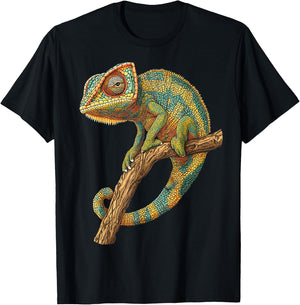 Chameleon Animal Motif Artwork Chameleon T-Shirt - T-Shirt | Black
