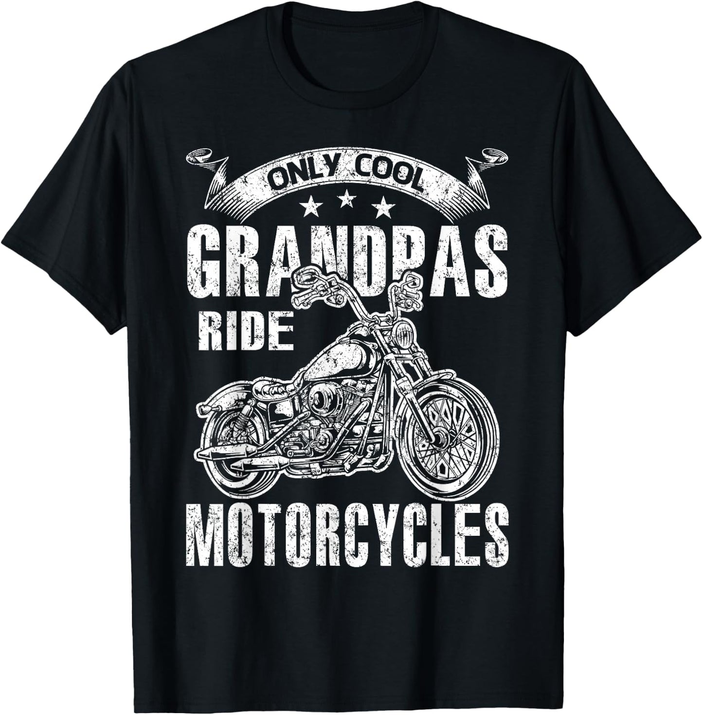 Only Cool Grandpas Rides Motorcycles T-Shirt - T-Shirt | Black