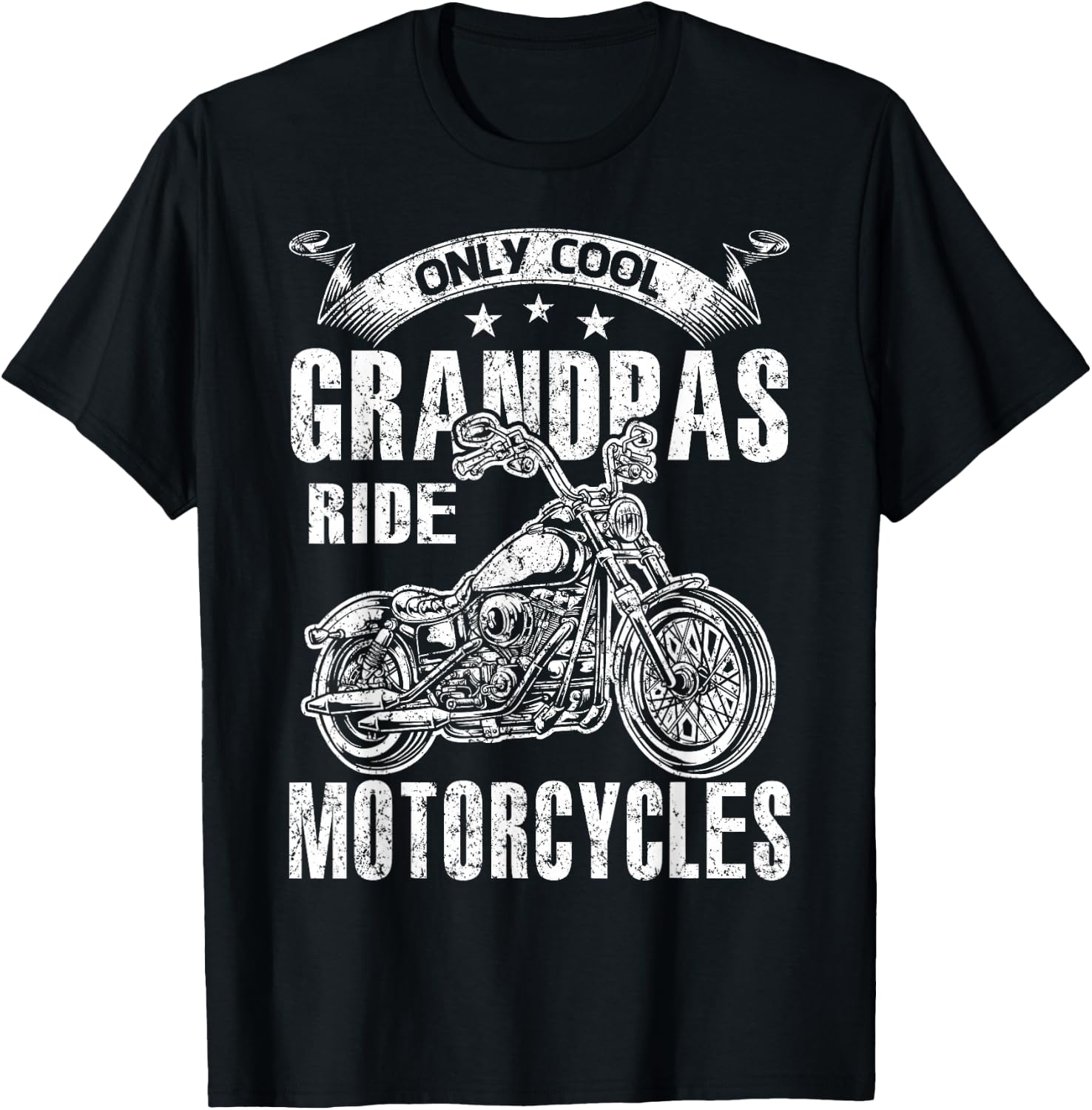 Only Cool Grandpas Rides Motorcycles T-Shirt - T-Shirt | Black