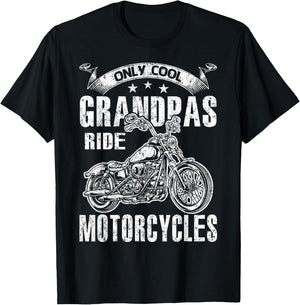 Only Cool Grandpas Rides Motorcycles T-Shirt - T-Shirt | Black