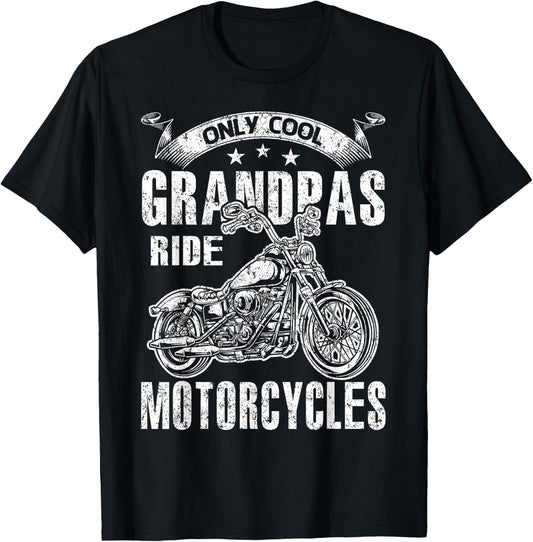Only Cool Grandpas Rides Motorcycles T-Shirt - T-Shirt | Black