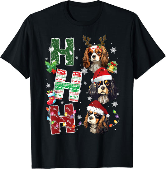 Ho Ho Ho Cavalier King Charles Spaniel Christmas Dog Costume T-Shirt - T-Shirt | Black