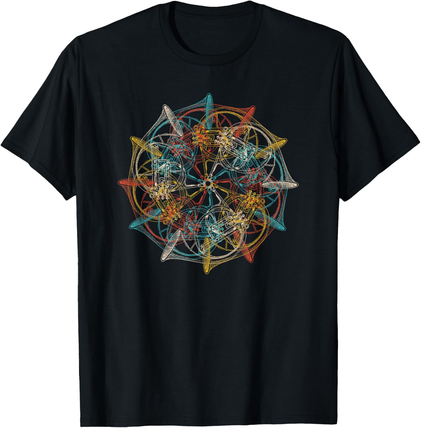 French Horn Vintage Marching Band Musician T-Shirt - T-Shirt | Black