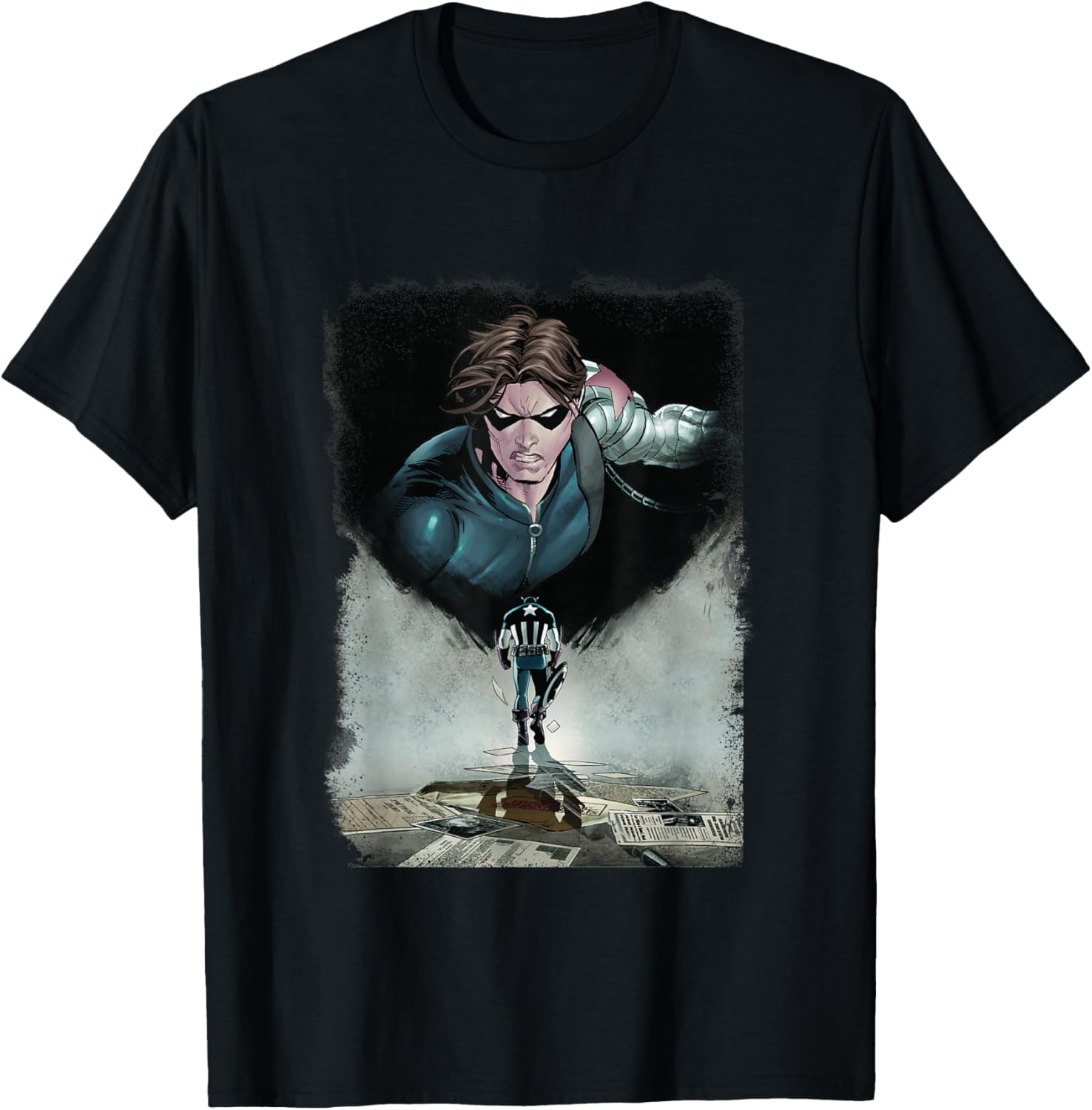 Marvel Comics Retro Classic Captain America Winter Soldier T-Shirt - T-Shirt | Black