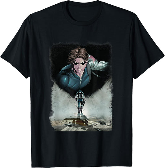 Marvel Comics Retro Classic Captain America Winter Soldier T-Shirt - T-Shirt | Black