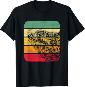 Bearded Dragon Vintage Sunset Retro Style Pet Eidec T-Shirt - T-Shirt | Black