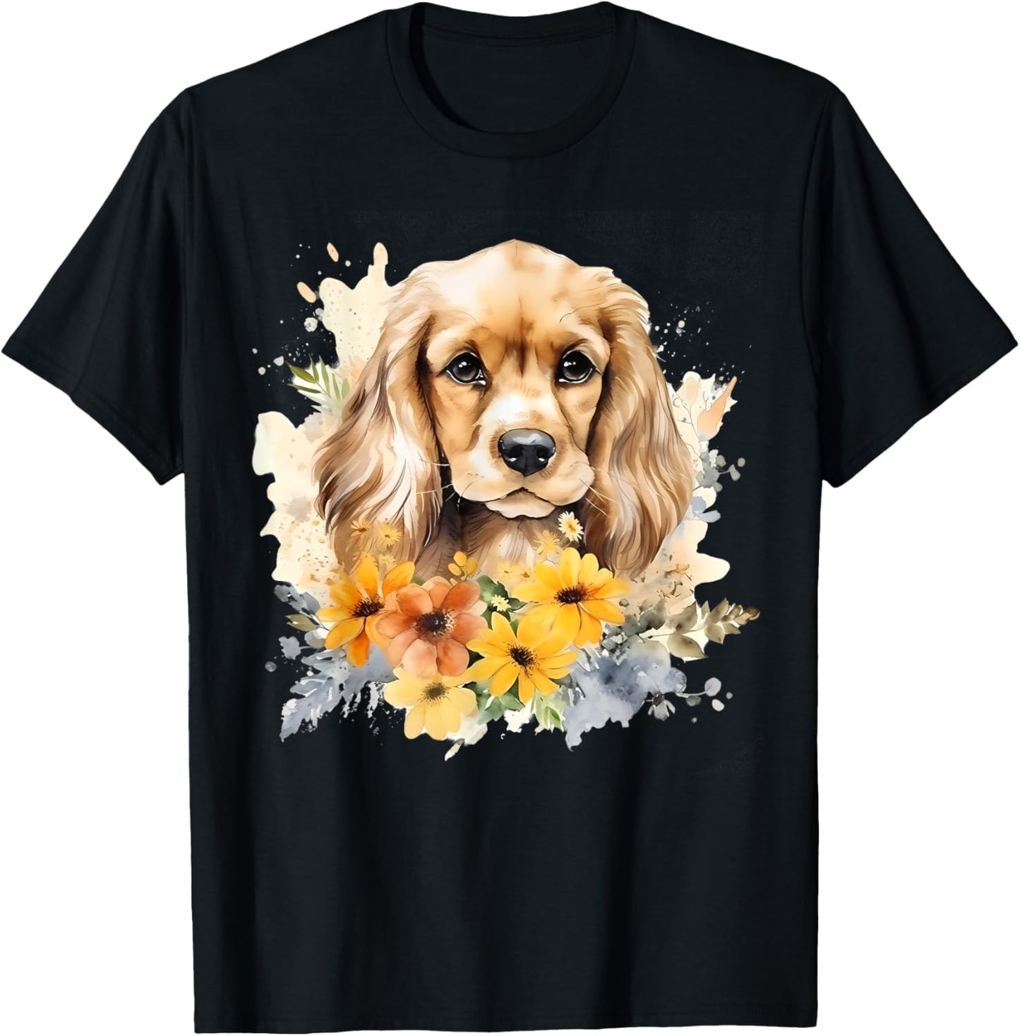 Watercolor English Cocker Spaniel Puppy T-Shirt - T-Shirt | Black