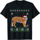Santa Tiger Ugly Sweater Animals Christmas Pajama T-Shirt - T-Shirt | Black