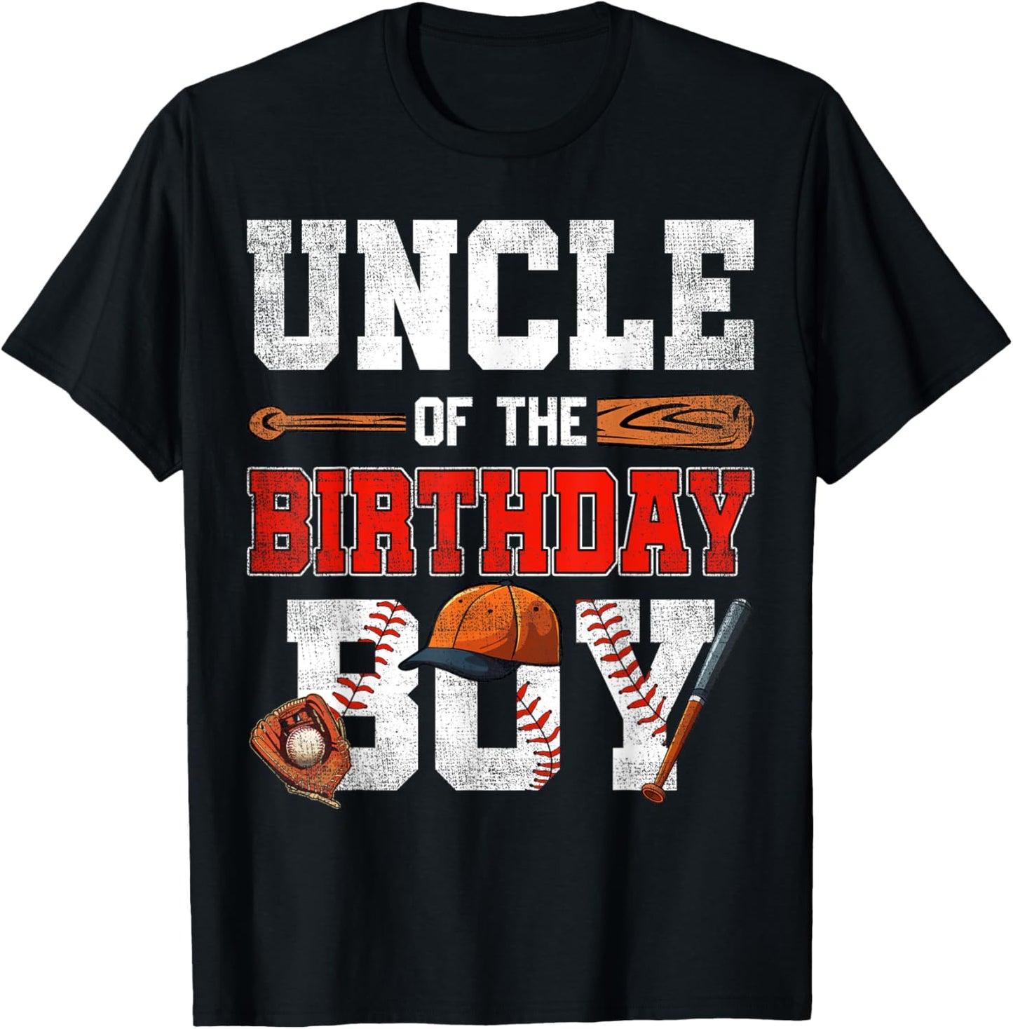 Uncle Of The Birthday Boy Baseball Bday Family T-Shirt - T-Shirt | Black