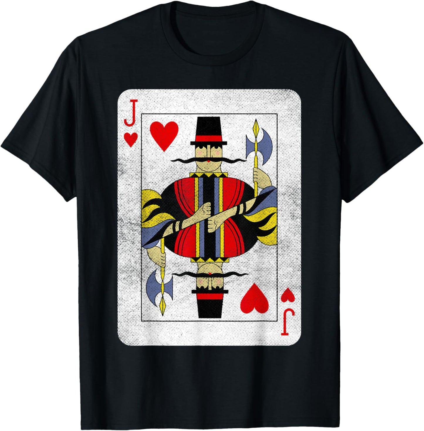 Jack of Hearts Playing Cards Halloween Party Costume Vintage T-Shirt - T-Shirt | Black