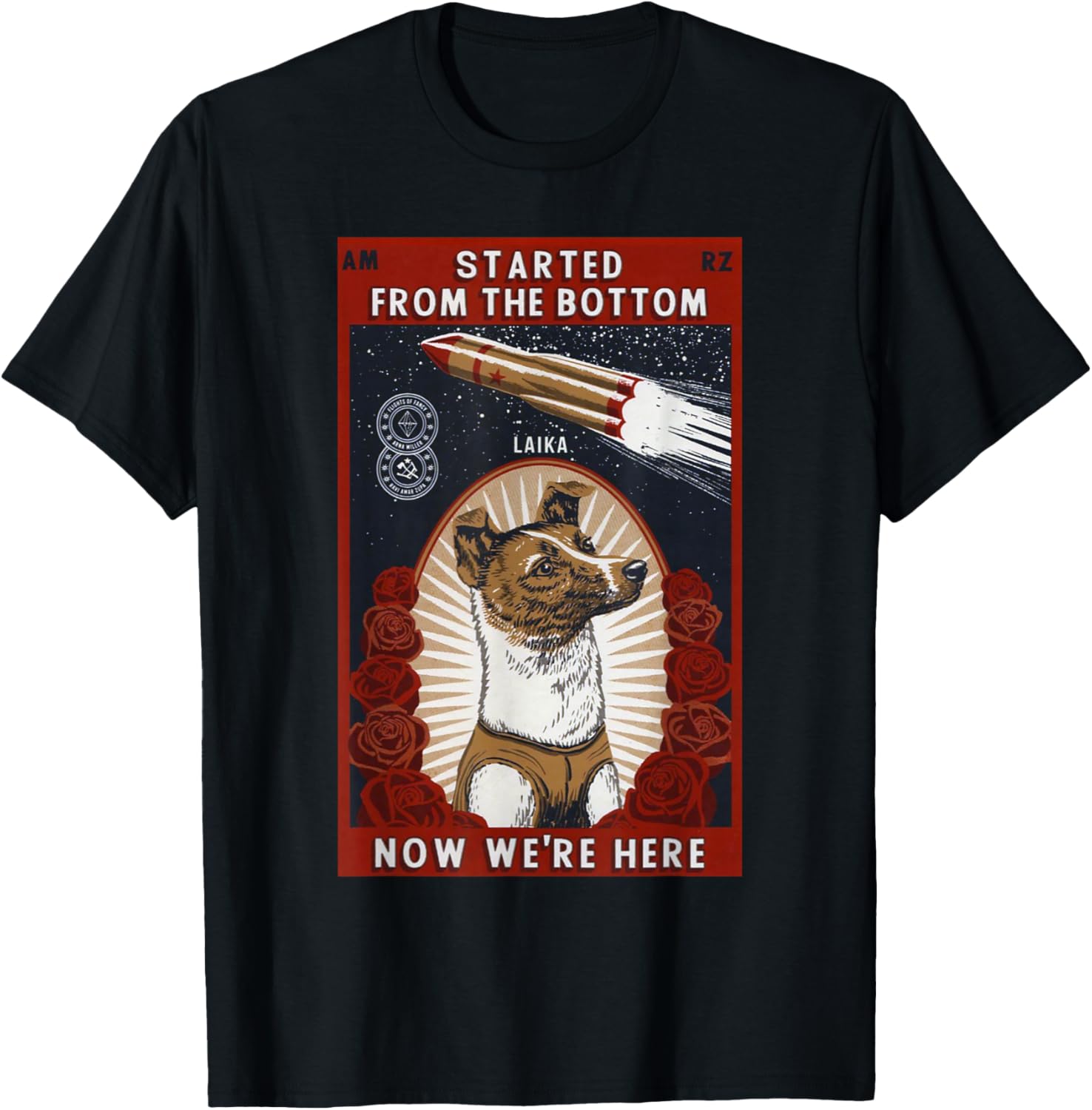 Laika Space Dog Retro Vintage Soviet. SOVI8 Women Girls Kids T-Shirt - T-Shirt | Black