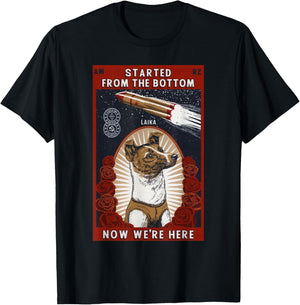 Laika Space Dog Retro Vintage Soviet. SOVI8 Women Girls Kids T-Shirt - T-Shirt | Black