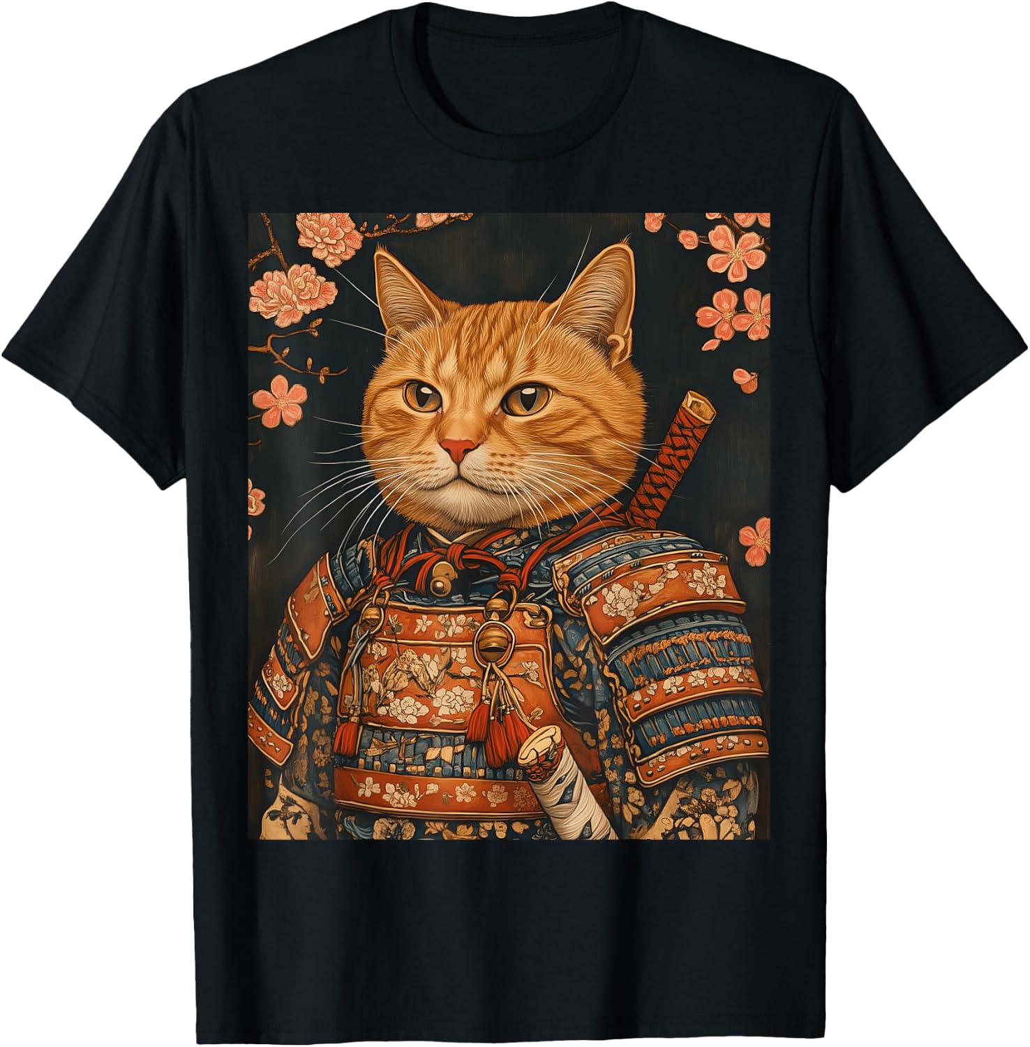 Japanese Art Cat Samurai T-Shirt - T-Shirt | Black