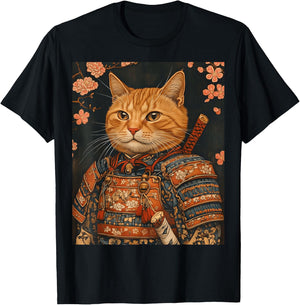Japanese Art Cat Samurai T-Shirt - T-Shirt | Black