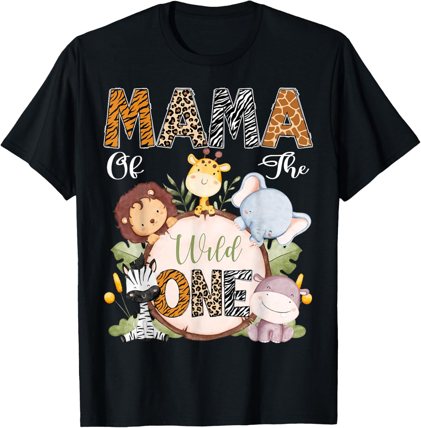 Mama Of The Wild One 1St Birthday Safari Woodland T-Shirt - T-Shirt | Black