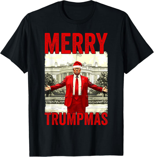 Merry Trumpmas Make Christmas Great Again Trump 2024 47th T-Shirt - T-Shirt | Black