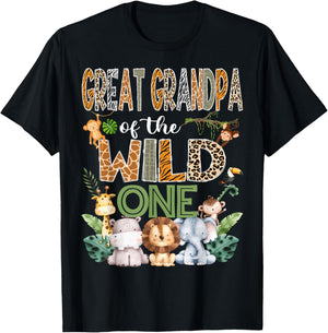 Great Grandpa Of The Wild One 1St Birthday Safari Zoo Jungle T-Shirt - T-Shirt | Black