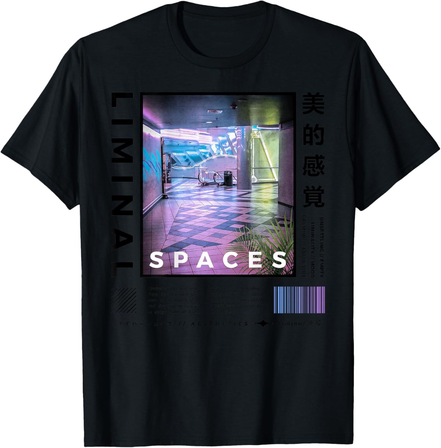 Liminal Spaces (BackPrint) Vaporwave Backrooms Pastel Goth T-Shirt - T-Shirt | Black