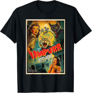 Funny Vampire Cat Dracula Halloween costume Vampurr cat T-Shirt - T-Shirt | Black
