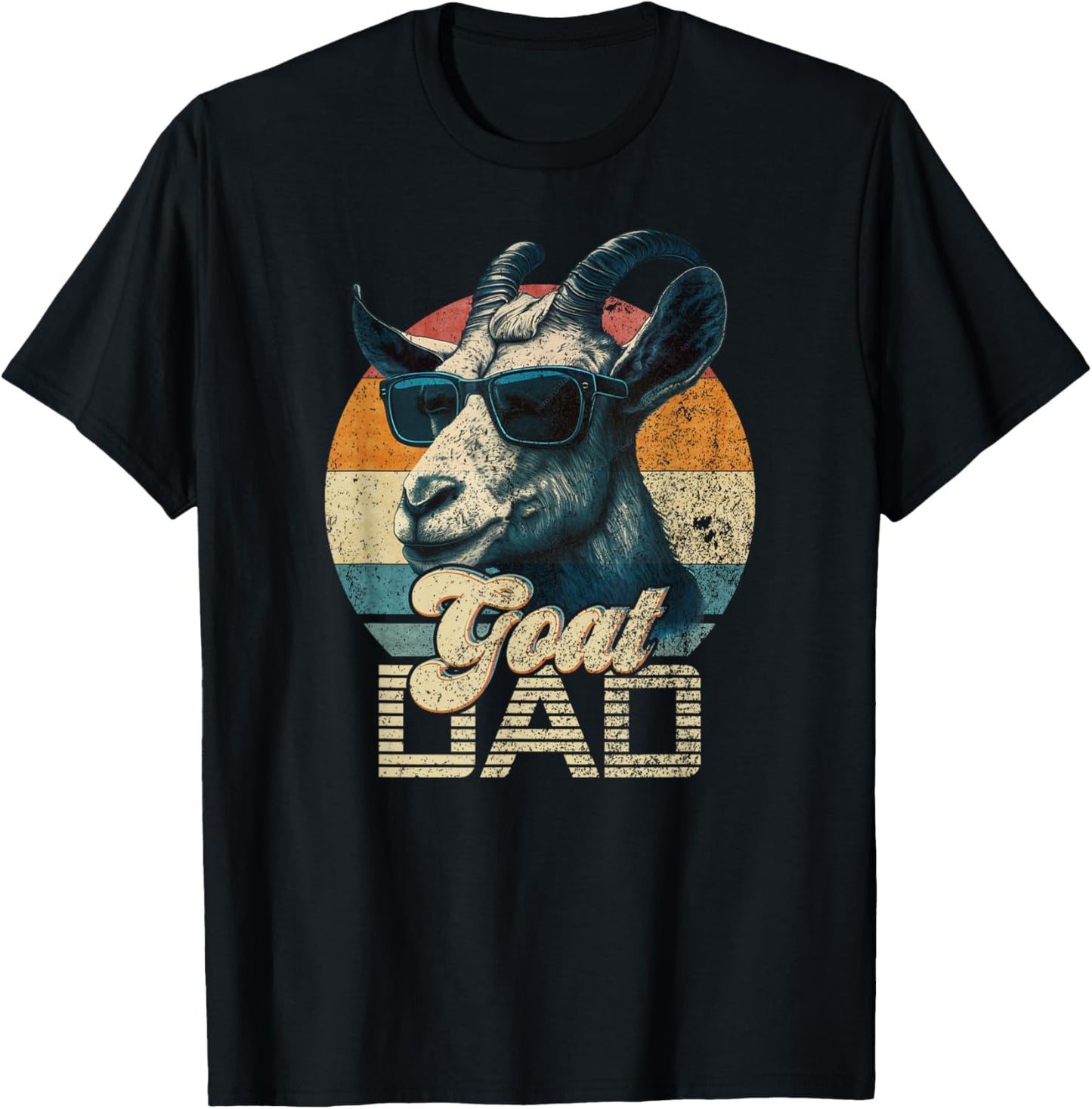 Vintage Retro Goat Dad Best Goat Daddy Funny Fathers Day T-Shirt - T-Shirt | Black