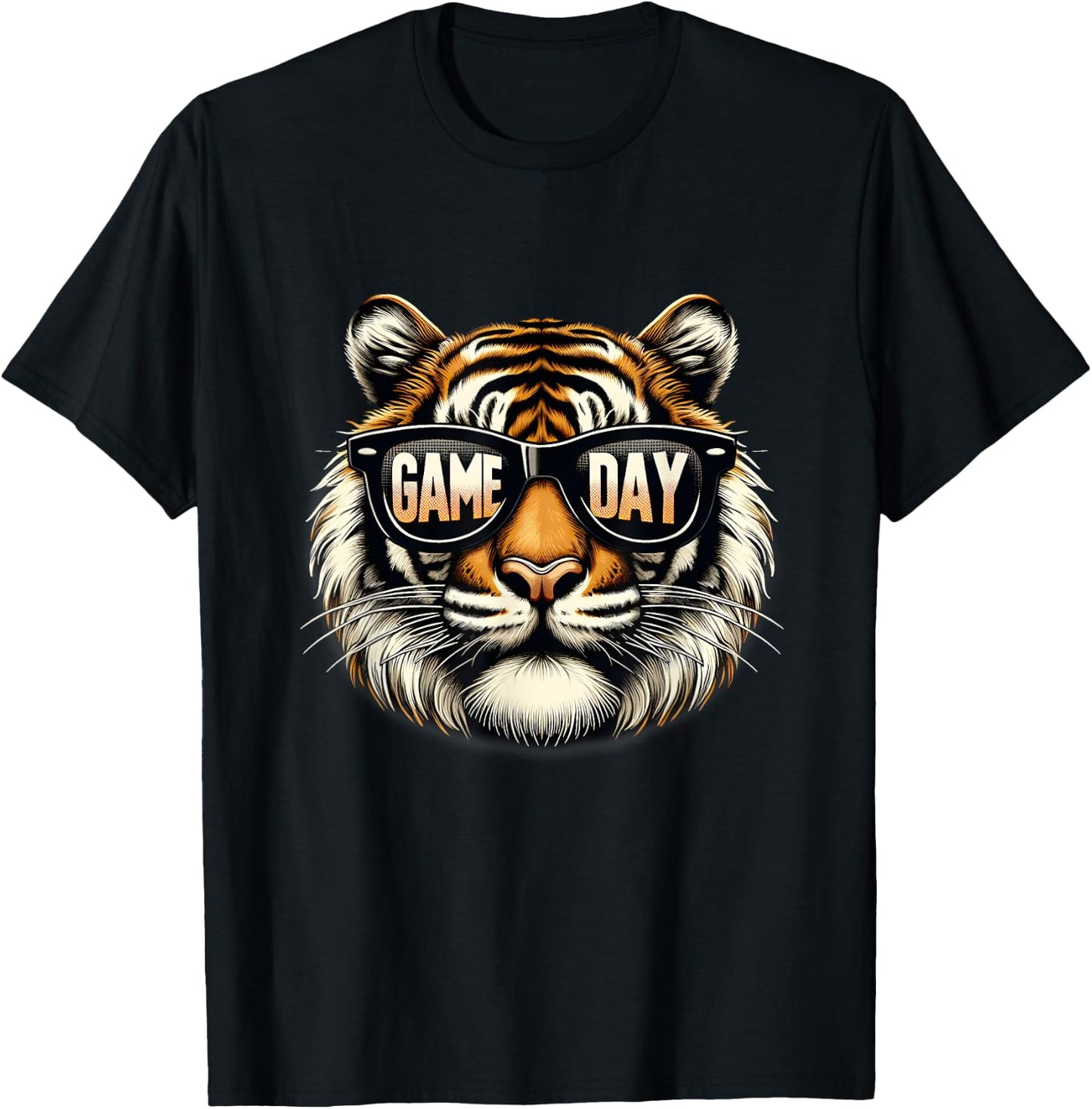American Football Game Day Thanksgiving Tiger Cool Touchdown T-Shirt - T-Shirt | Black