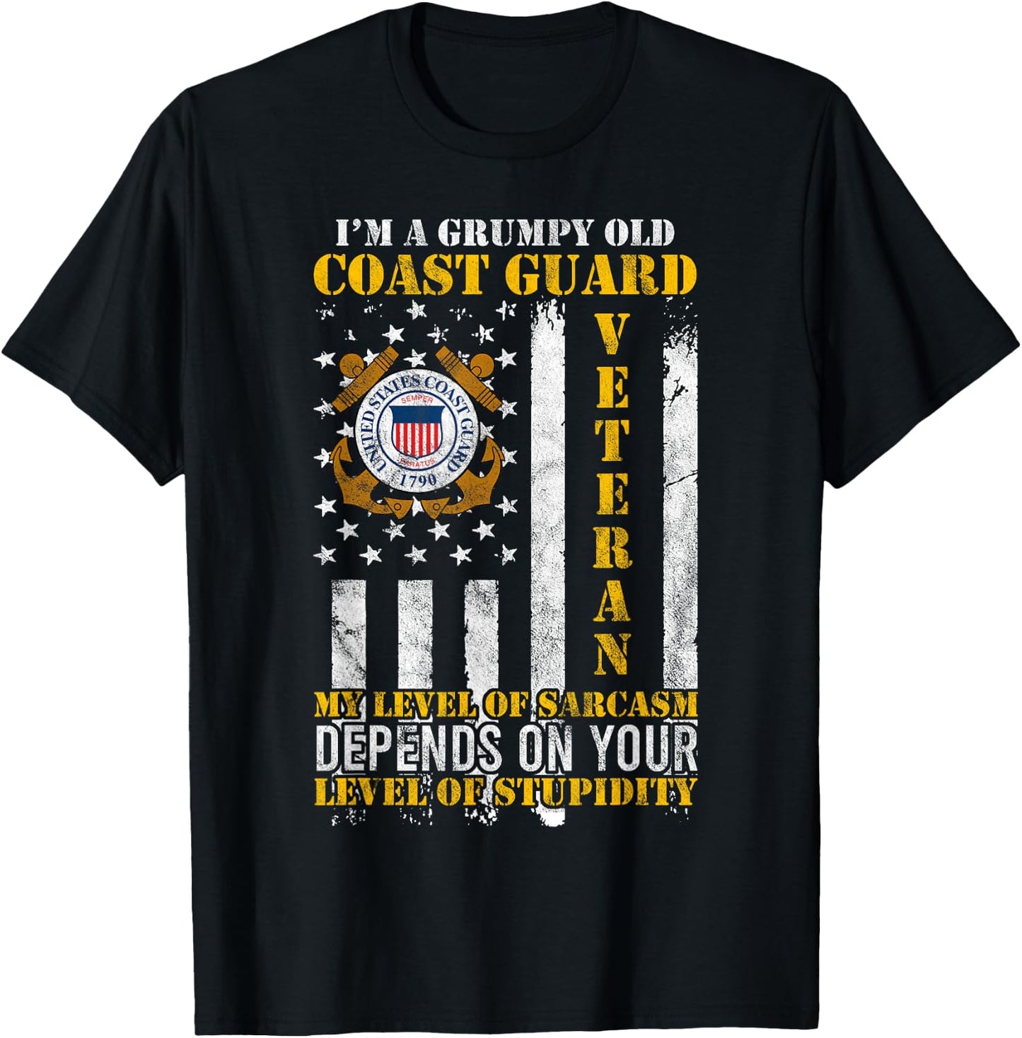 I'm a Grumpy Old Coast Guard Veteran Gift a Veteran Small T-Shirt - T-Shirt | Black