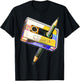 80s Cassette Tape Pencil 1980s Retro Vintage Music Mixtape T-Shirt - T-Shirt | Black