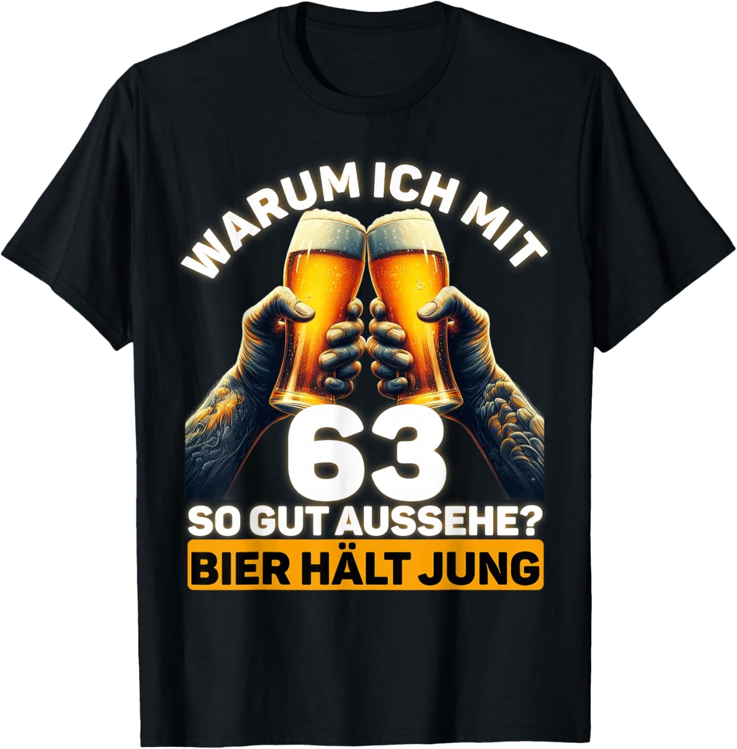 Geschenkidee zum 63. Geburtstag Bier Hält Jung T-Shirt - T-Shirt | Black
