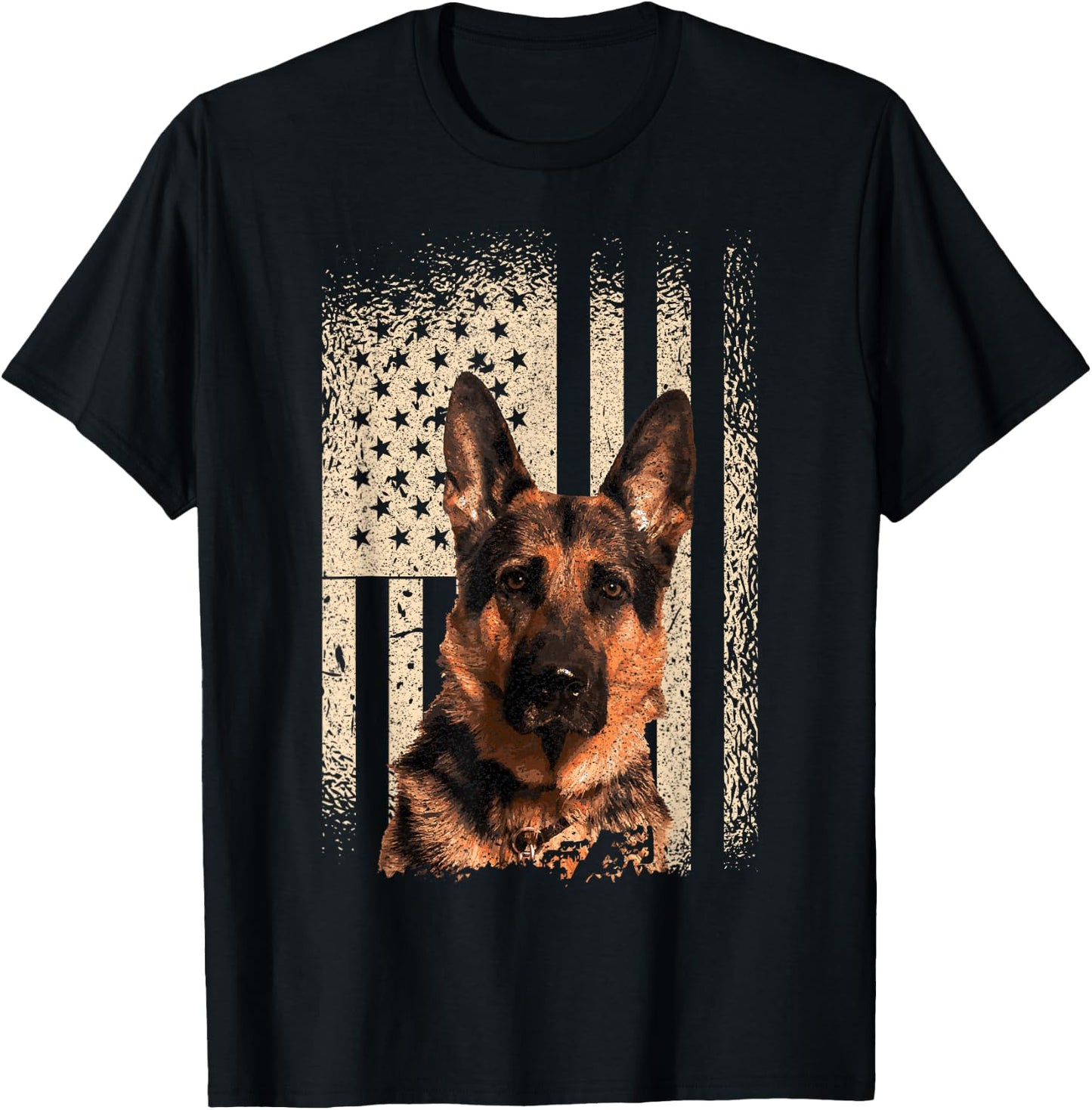 German Shepherd Dog USA Men Woman Patriotic Memorial T-Shirt - T-Shirt | Black