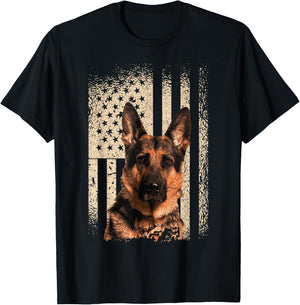 German Shepherd Dog USA Men Woman Patriotic Memorial T-Shirt - T-Shirt | Black