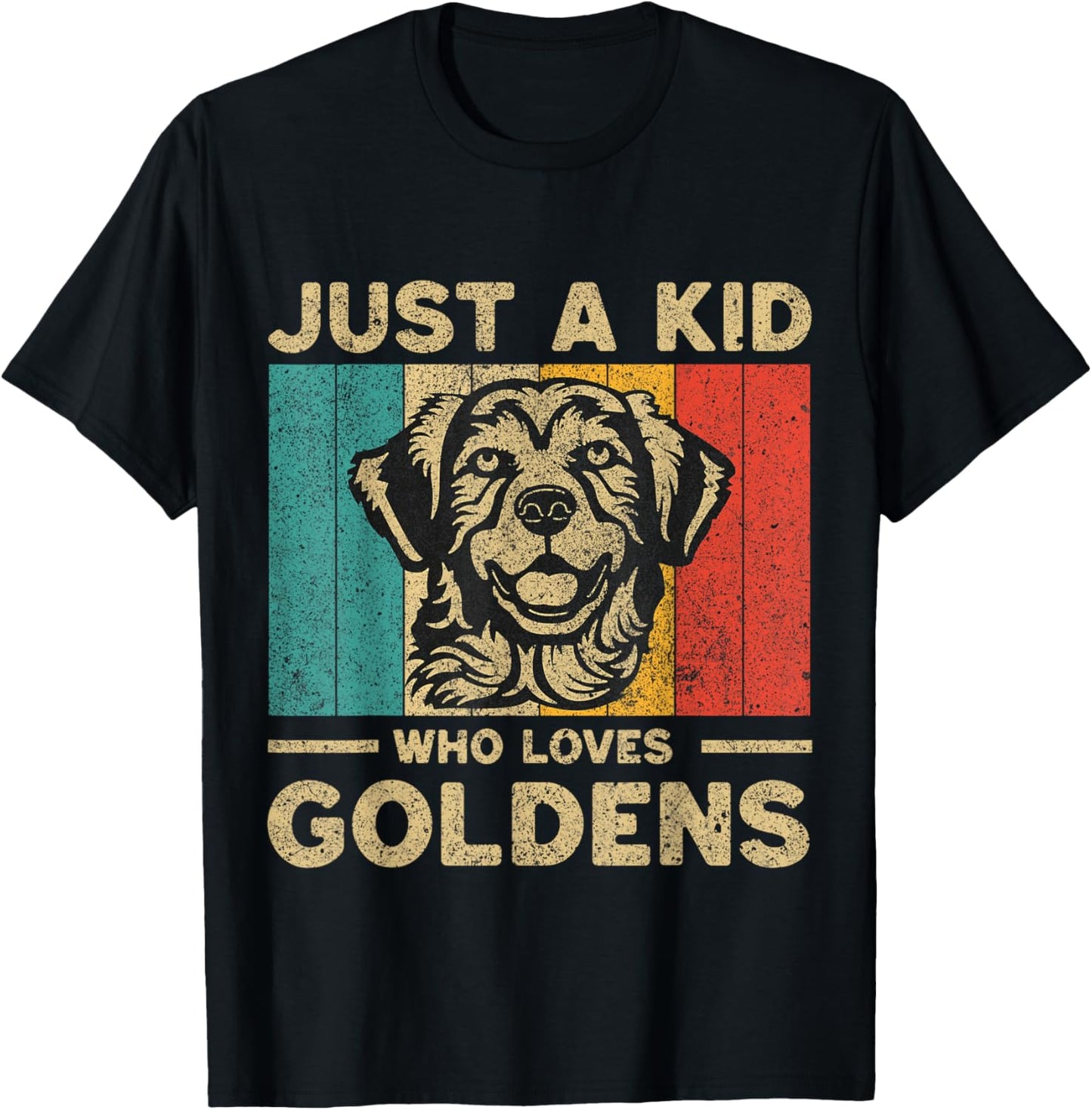 Just A Kid Who Loves Goldens Retro Golden Retriever T-Shirt - T-Shirt | Black