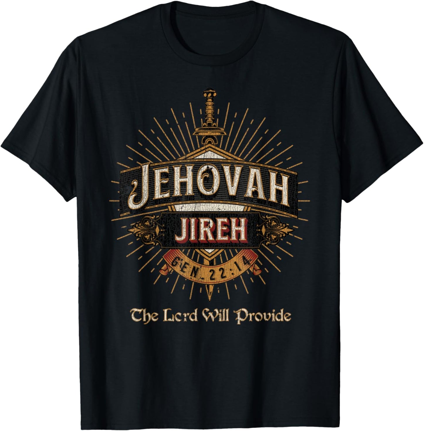 Vintage JEHOVAH JIREH THE LORD WILL PROVIDE GENESIS 22_14 T-Shirt - T-Shirt | Black