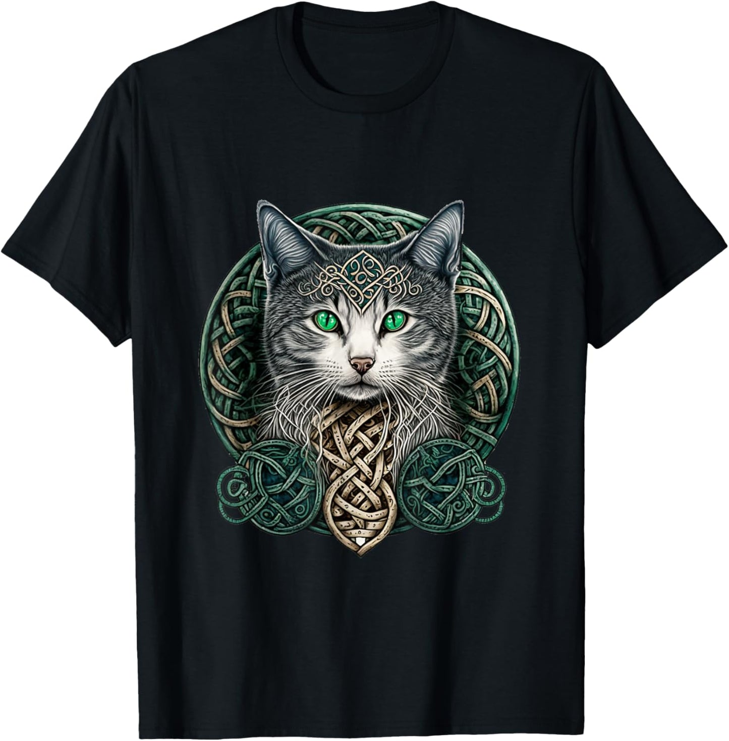 Celtic Cat | Scottish | Celtic Knots | Wiccan | Pagan Witch T-Shirt - T-Shirt | Black