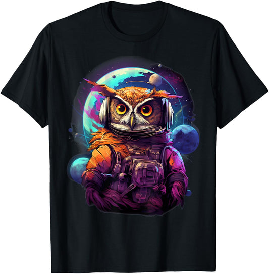 Space Owl Astronaut T-Shirt - T-Shirt | Black