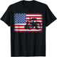 Farm Tractors USA Flag Patriotic Farming Gift Men Women Boys T-Shirt - T-Shirt | Black