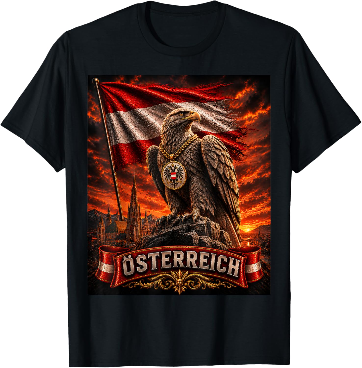 Österreich Shirt Herren & Damen Trikot Austria Adler T-Shirt - T-Shirt | Black