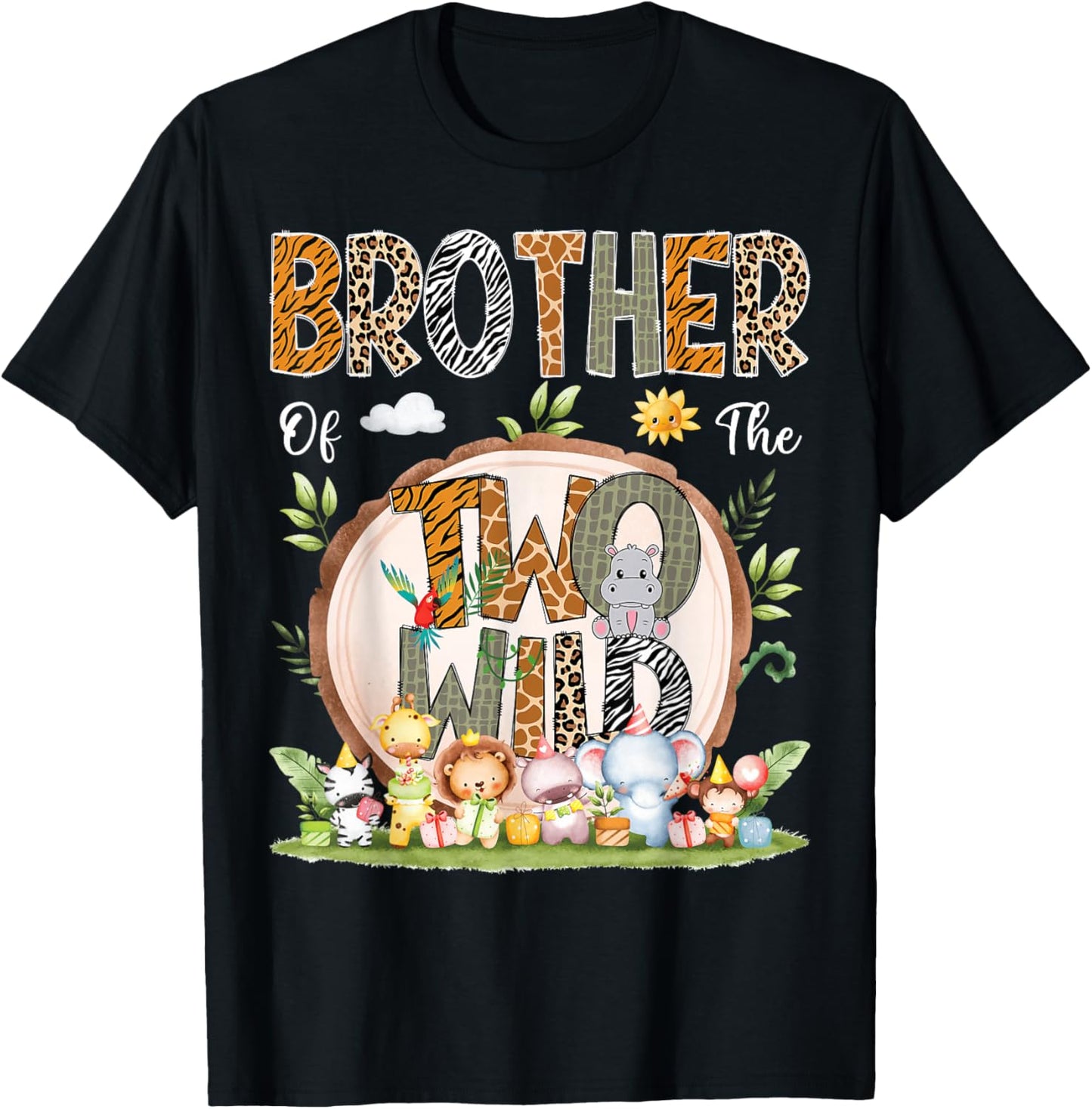 Brother Of The Two Wild Animal Safari 2Nd Birthday Party T-Shirt - T-Shirt | Black