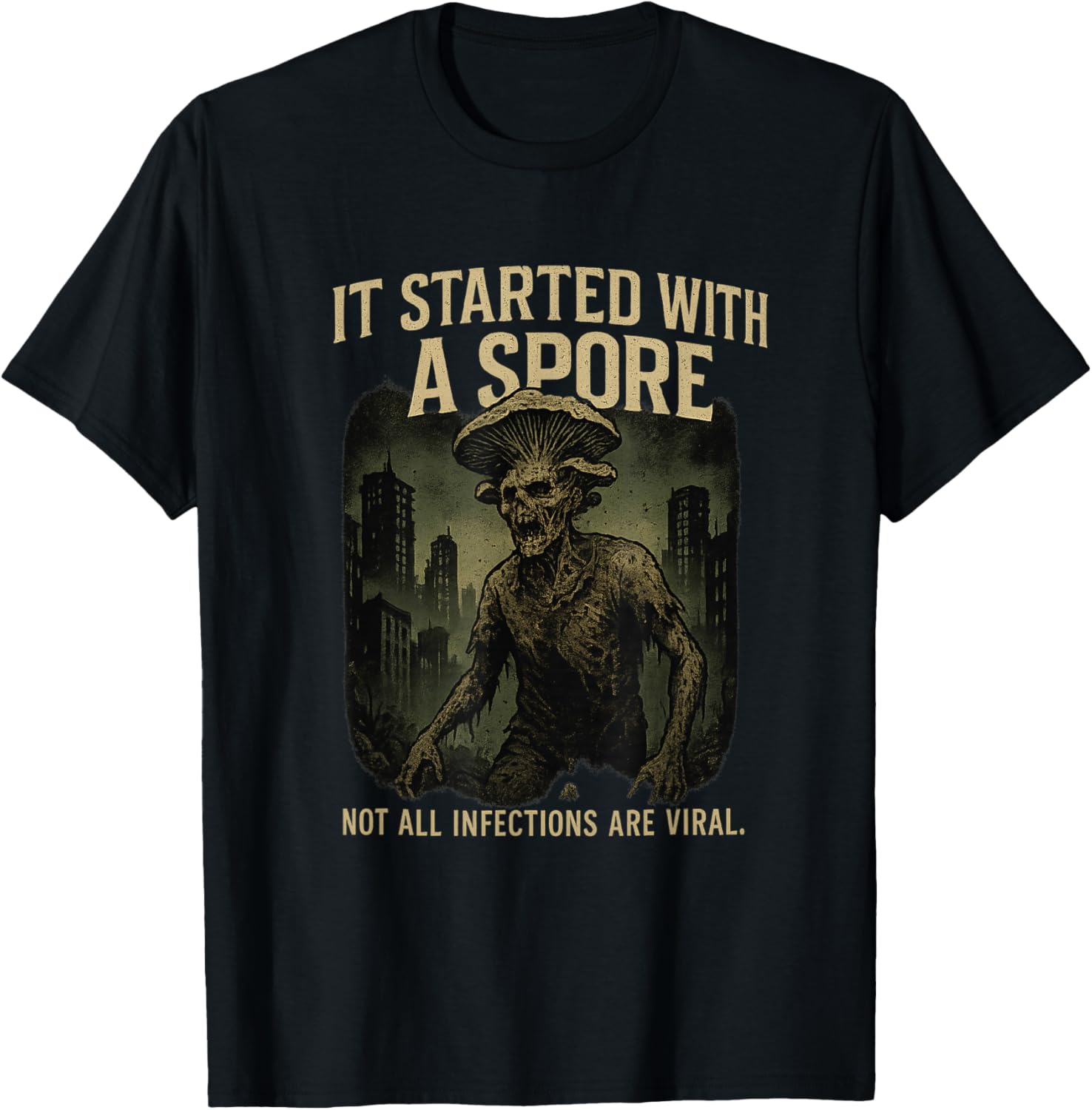 It Started With a Spore Zombie Fungus T-Shirt - T-Shirt | Black