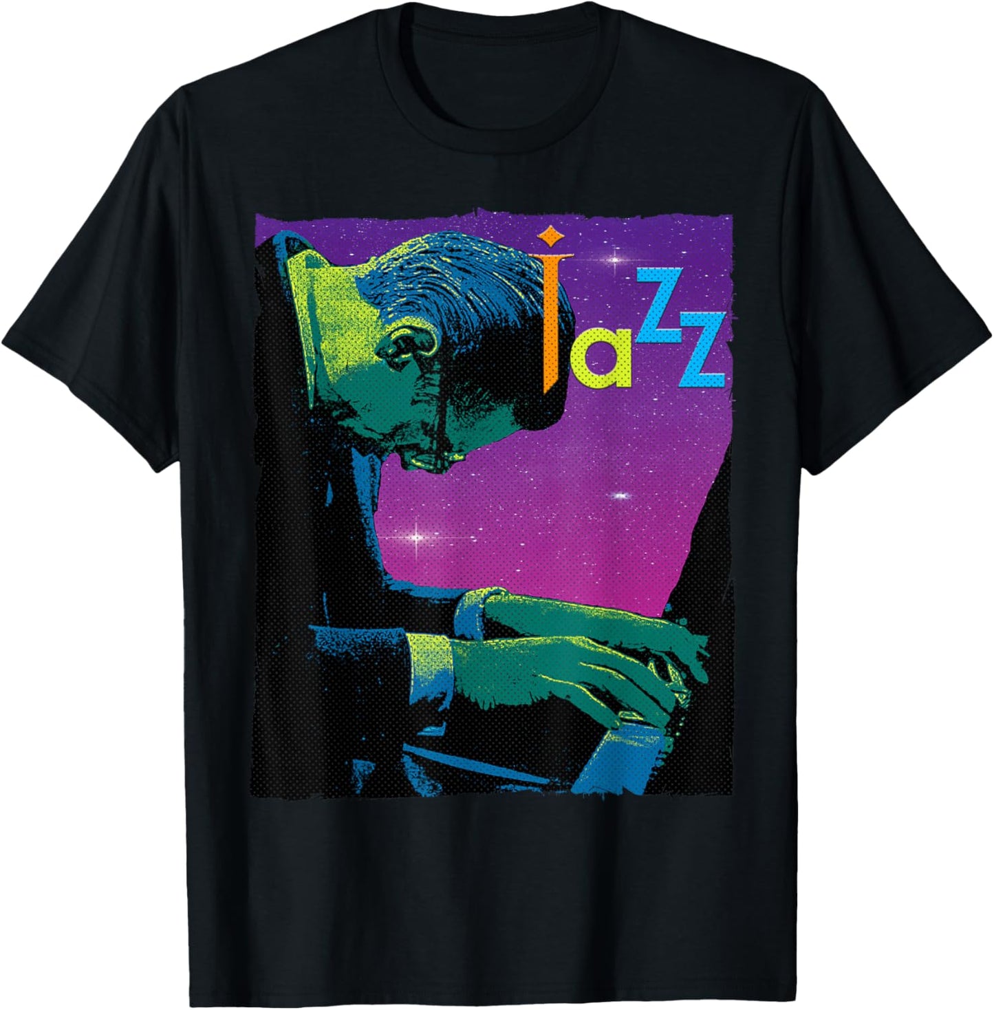 Vintage Jazz Musician Piano Playing Smooth Jazz Gift T-Shirt - T-Shirt | Black