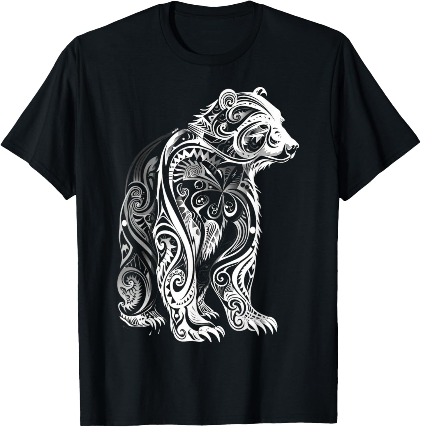 Bear Tribal Vintage Retro Graphic T-Shirt - T-Shirt | Black