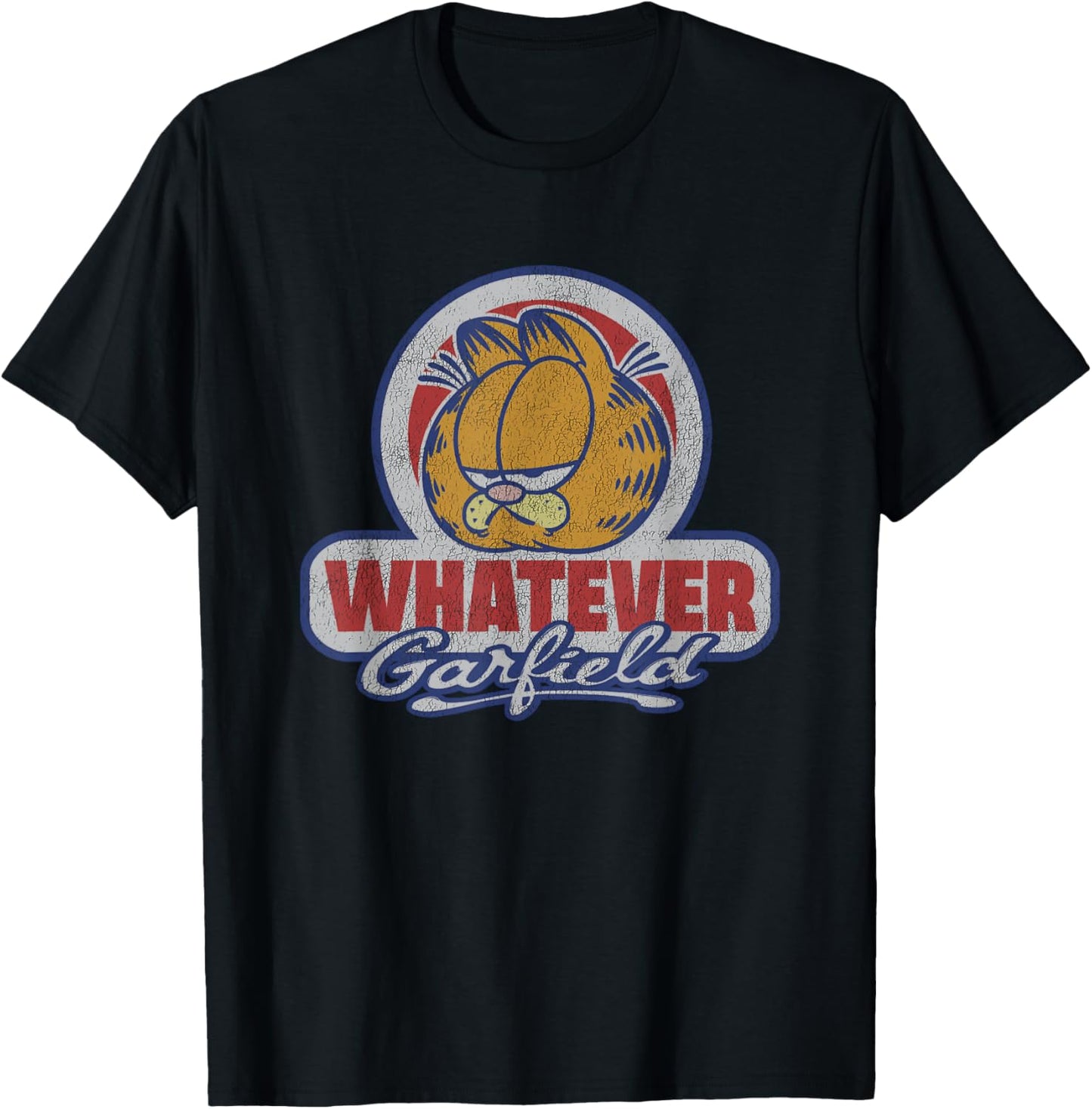 Garfield Whatever Vintage Distressed Lock Up T-Shirt - T-Shirt | Black