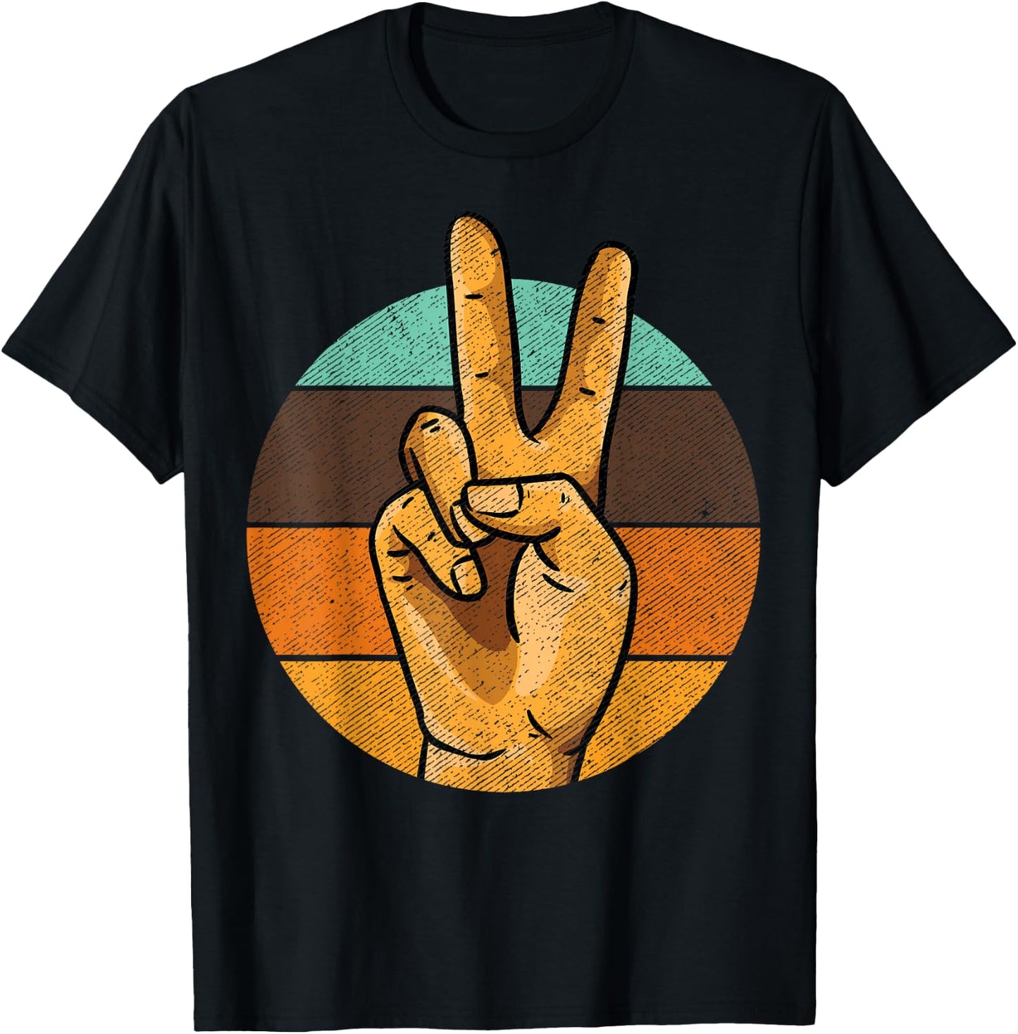 Retro Peace Vintage 60's 70's Hippie Gift T-Shirt - T-Shirt | Black