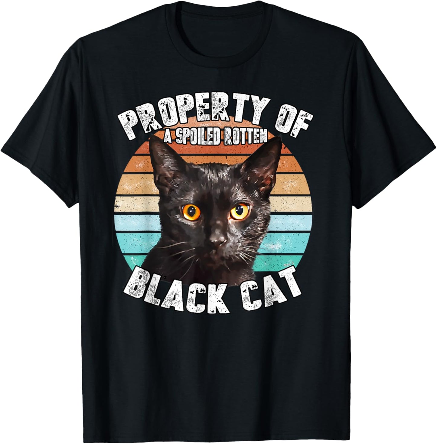 Cat Black Vintage Eighties Style Cat Retro Property Gift Women Girls Kids T-Shirt - T-Shirt | Black
